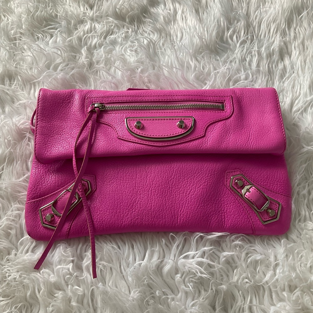 💖 Balenciaga metallic edge lambskin envelop clutch bag Rose 💖 - Picture 3 of 14
